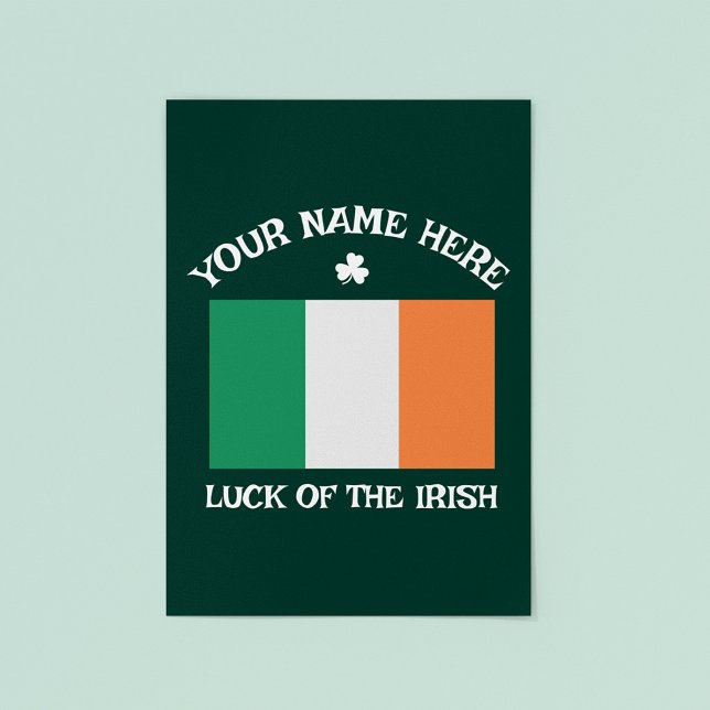 St Patrick's Day Ireland Flag Custom Name Shamrock Poster (Creator Uploaded)