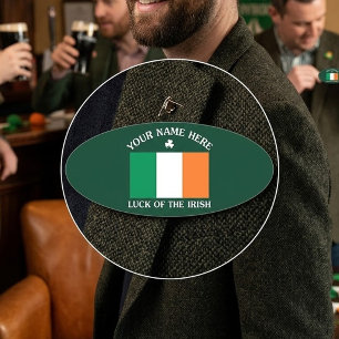 St Patrick's Day Ireland Flag Custom Name Shamrock Tag