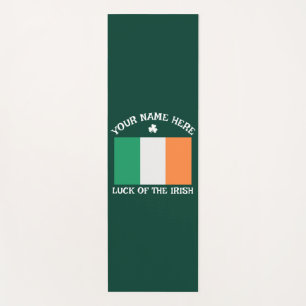 St Patrick's Day Ireland Flag Custom Name Shamrock Yoga Mat