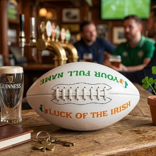 St Patrick's Day Ireland Flag Shamrock Custom Name American Football