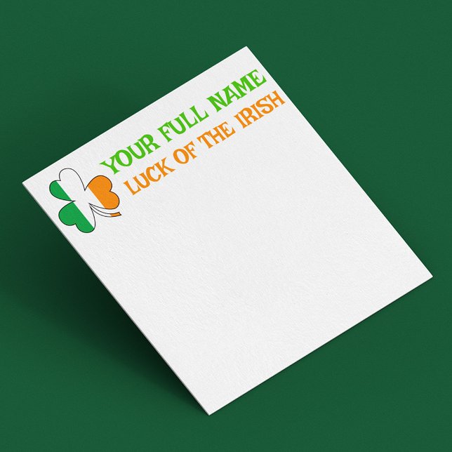 St Patrick's Day Ireland Flag Shamrock Custom Name Card (Creator Uploaded)