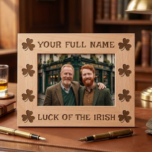 St Patrick's Day Ireland Flag Shamrock Custom Name Etched Frames
