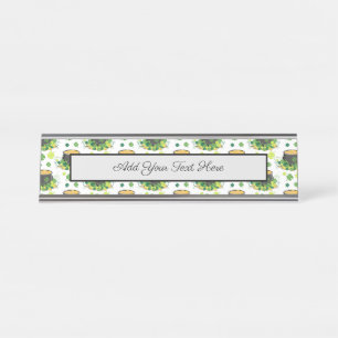 St Patricks Day Ireland Green Clover Leprechaun Desk Name Plate