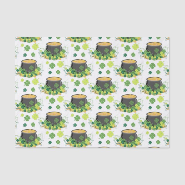 St Patricks Day Ireland Green Clover Leprechaun Tissue Paper (Front)