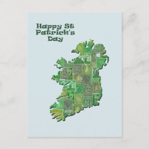 St Patrick's Day Ireland in stamps map Postcard