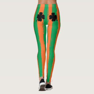 St. Patrick's Day   Ireland Shamrocks Green Orange Leggings