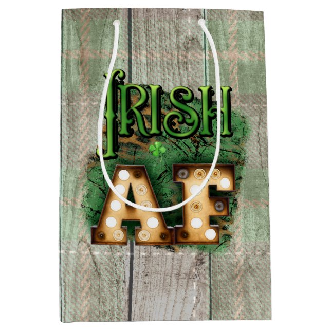 St. Patrick's Day Irish AF Irish Marquee Lights Medium Gift Bag (Front)