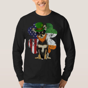 St Patricks Day Irish American Flag Black Chihuahu T-Shirt