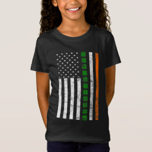 St. Patricks Day Irish American Flag Ireland Shamr T-Shirt