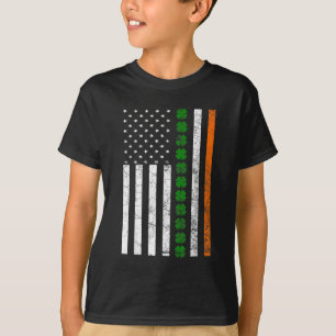 St. Patricks Day Irish American Flag Ireland Shamr T-Shirt