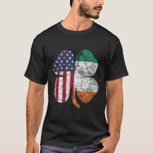 St Patricks Day Irish American Flag Ireland Shamro T-Shirt