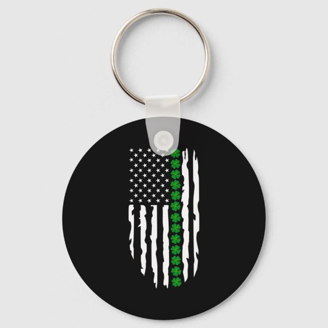 St. Patrick's Day Irish American Flag  Key Ring (Front)