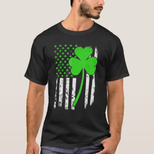 St Patrick's Day Irish American Flag Shamrock T-Shirt