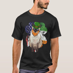 St Patricks Day Irish American Flag Siamese Cat T-Shirt