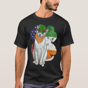 St Patricks Day Irish American Flag Tonkinese Cat T-Shirt