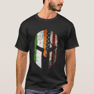 St Patrick'S Day Irish American Spartan Helmet Hoo T-Shirt