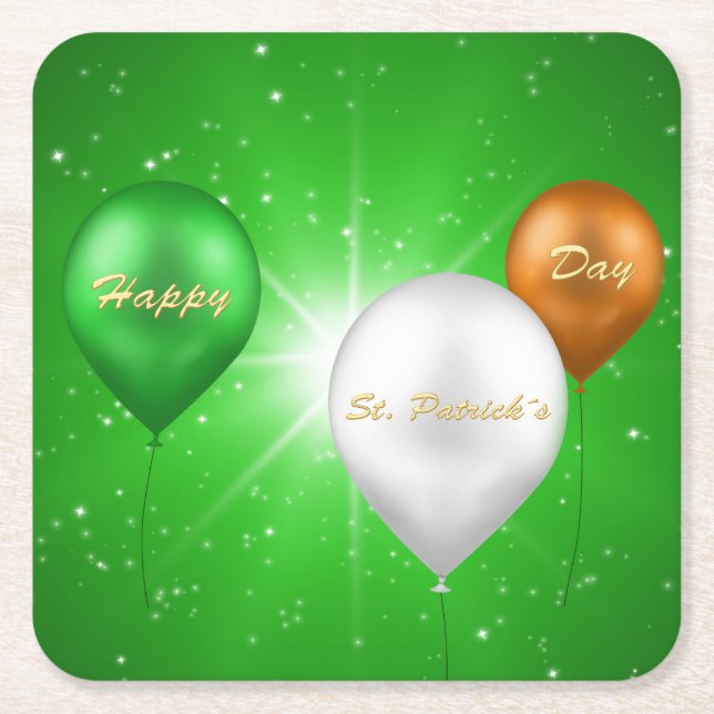 St. Patrick's Day Irish Balloons - Paper Coaster (Front)