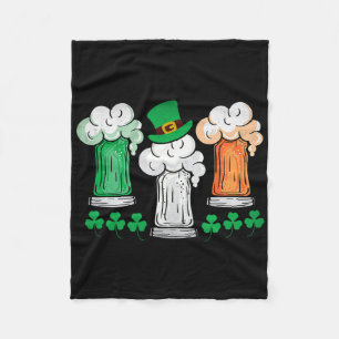St Patricks Day Irish Beer Ireland Flag Clovers Sh Fleece Blanket