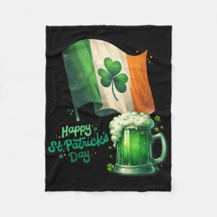 St Patrick's Day Irish Beer Ireland Flag Men Women Fleece Blanket