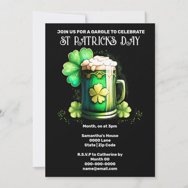 St Patrick's Day Irish beer lucky shamrock clover Invitation (Front)