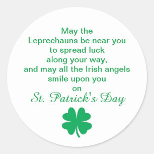 St. Patrick's Day Irish Blessing for Good Luck Classic Round Sticker