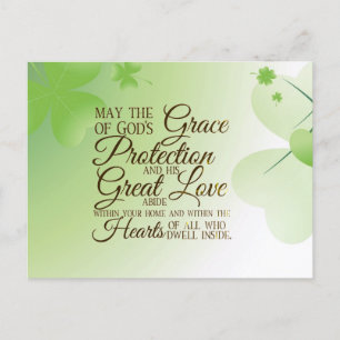 St Patrick's Day Irish Blessing Shamrocks Hearts Postcard