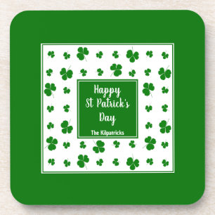 St Patrick's Day Irish Blessings Shamrock Pattern Coaster