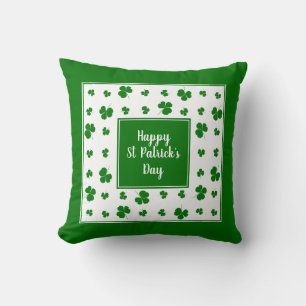 St Patrick's Day Irish Blessings Shamrock Pattern Cushion