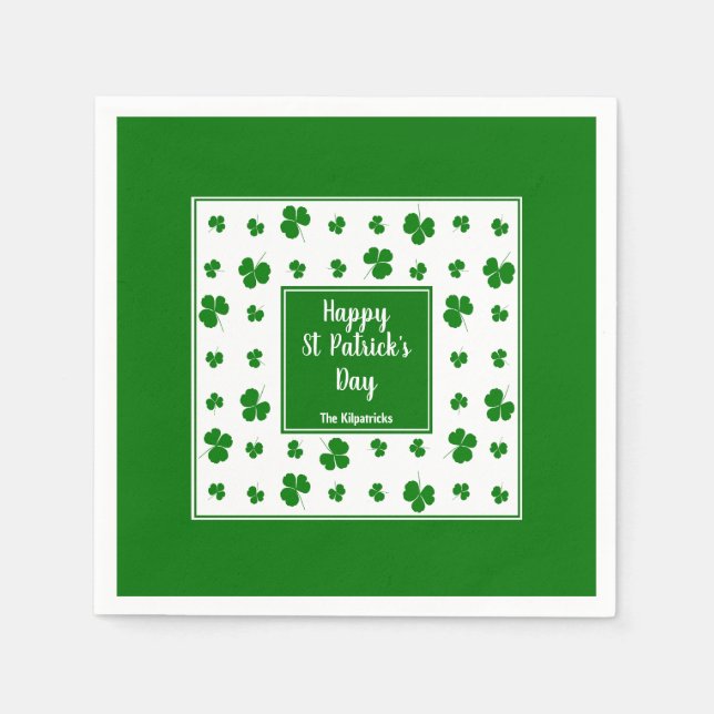 St Patrick's Day Irish Blessings Shamrock Pattern Napkin (Front)