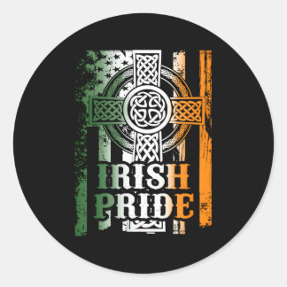 St Patricks Day Irish Celtic Cross Classic Round Sticker