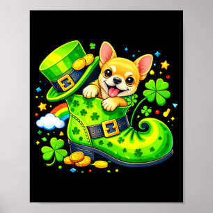 St Patricks Day Irish Chihuahua Leprechaun Shoe Poster