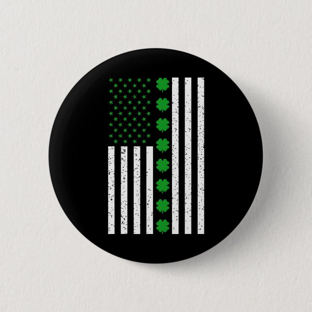 St Patricks Day Irish Clover American Flag  6 Cm Round Badge (Front)