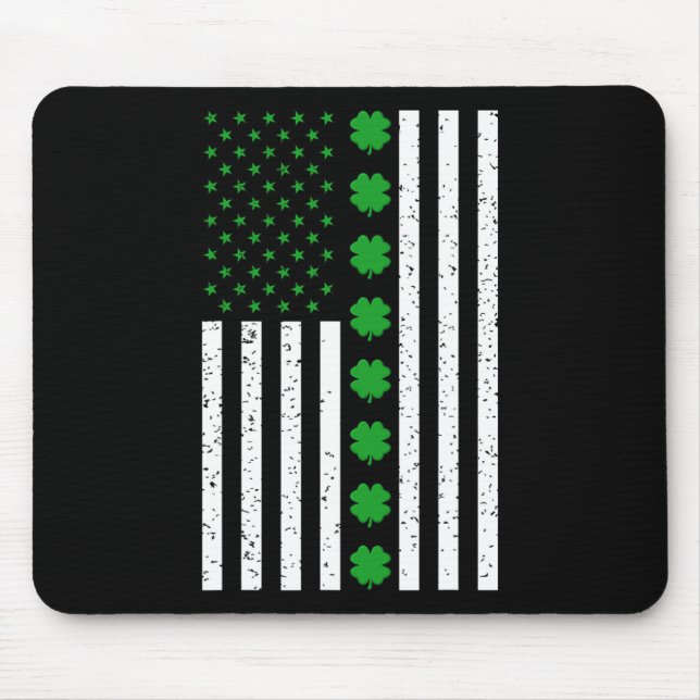 St Patricks Day Irish Clover American Flag  Mouse Mat (Front)