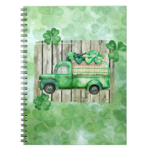 St. Patrick's Day Irish Clovers Vintage Truck Notebook
