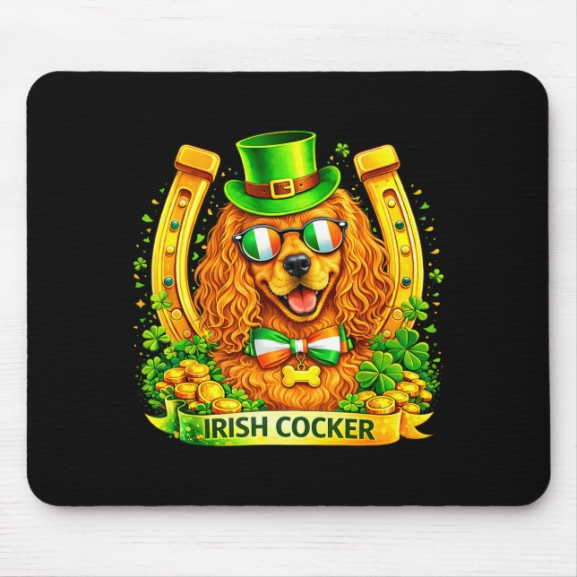 St Patricks Day Irish Cocker Spaniel Lucky Mouse Mat (Front)