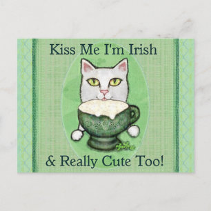 St. Patrick's Day Irish Coffee Cat Postcard