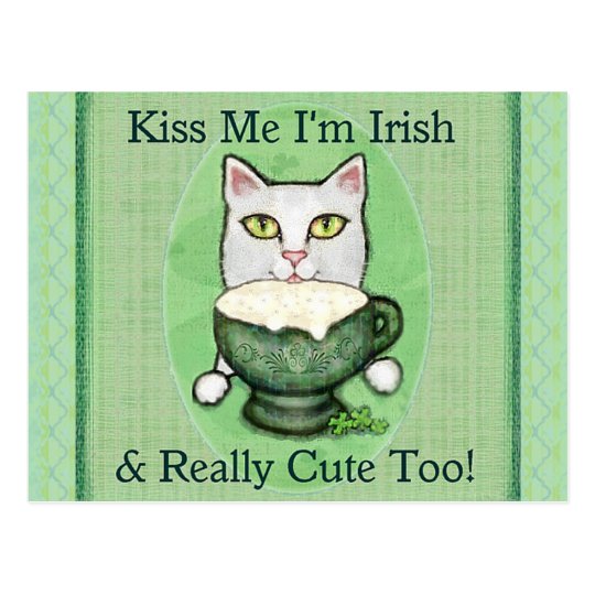 St. Patrick's Day Irish Coffee Cat Postcard