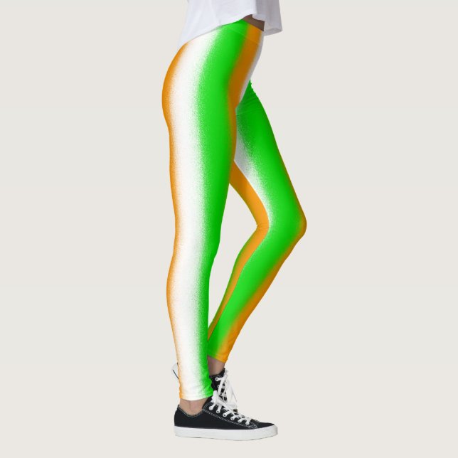 St Patrick's Day Irish Colours: Orange Green White Leggings (Right)