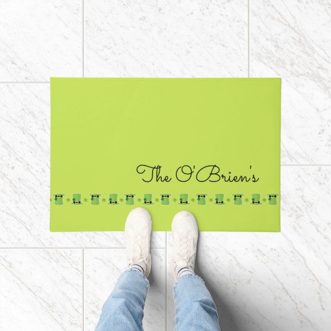 St Patricks Day Irish Family Name Green Hats Doormat (Indoor)