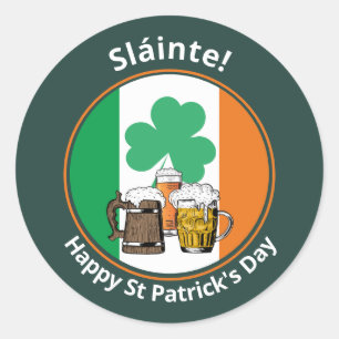 St Patricks Day Irish Flag  Classic Round Sticker