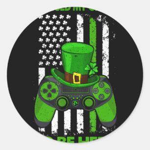 St Patricks Day Irish Flag Gamer Video Game Contro Classic Round Sticker