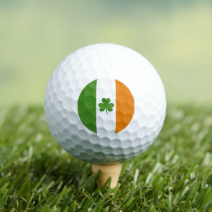 St Patrick's Day Irish Flag with Shamrock Clover Golf Balls