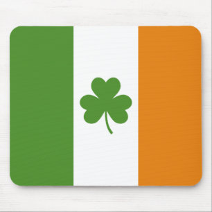 St Patrick's Day Irish Flag with Shamrock Clover Mouse Mat