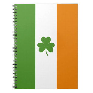 St Patrick's Day Irish Flag with Shamrock Clover Notebook
