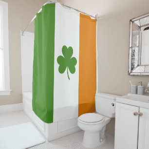 St Patrick's Day Irish Flag with Shamrock Clover Shower Curtain