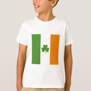 St Patrick's Day Irish Flag with Shamrock Clover T-Shirt