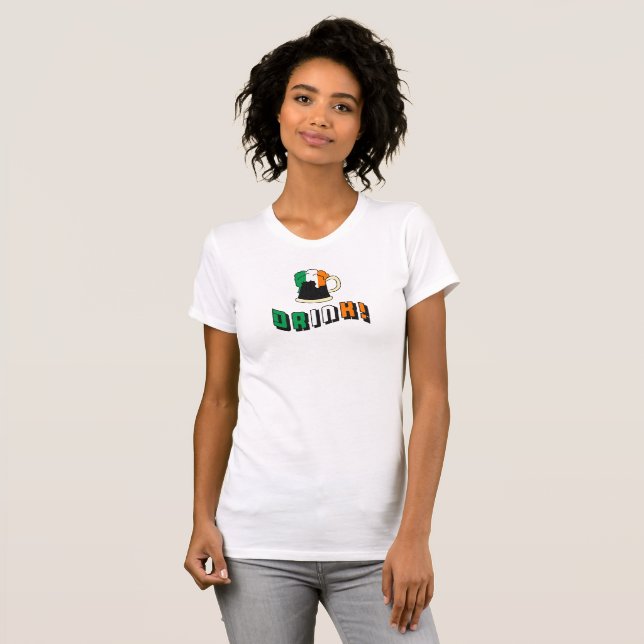St Patricks Day Irish Funny Cute Drinking Beer T-Shirt (Front Full)