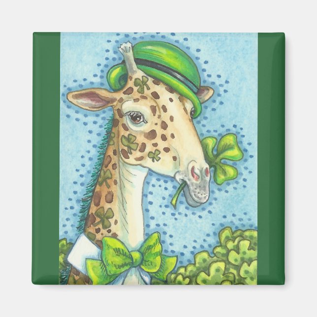 ST. PATRICK'S DAY IRISH GIRAFFE MAGNET Square (Front)
