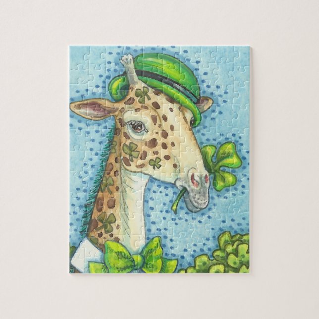 St. Patrick's Day IRISH GIRAFFE & SHAMROCKS PUZZLE (Vertical)