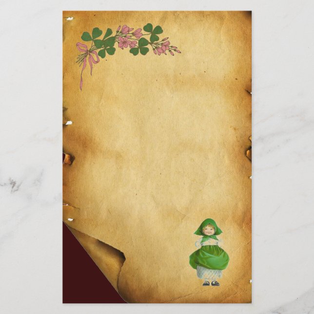 ST PATRICK'S DAY- IRISH GIRL AND SHAMROCKS STATIONERY (Front)